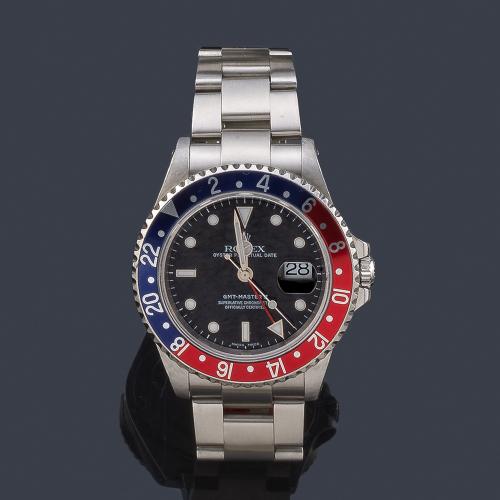 Lote 2649
ROLEX mod. Oyster Perpetual "GMT Master" Superlative Chronometer Officially Certified. Ref. 16710. Reloj para caballero con caja y brazalete en acero. Con estuche.