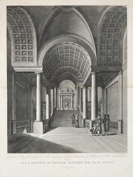 Lote 0002
VINCENZO FEOLI - Veduta della parte superiore della magnifica scala dirimpetto la galleria de' vasi e candelabri
