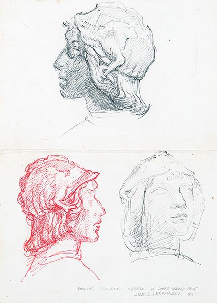 Lote 0377
JULIO LOPEZ HERNANDEZ - Bocetos estudios de cabeza para Jorge Manrique