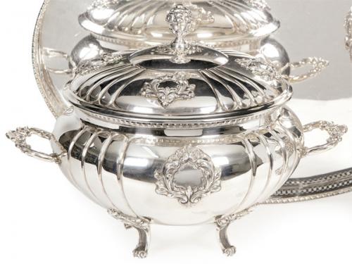  Sopera esférica de plata española punzonada Ley 925 de Espuñes.