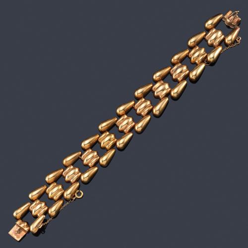  Pulsera retro años '40 con eslabones realizado en oro rosa de 18K.