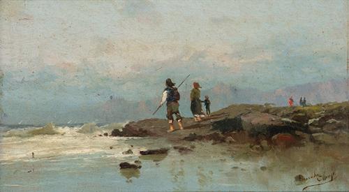  FRANCISCO HERNANDEZ MONJO - Pareja de marinas con mariscadores