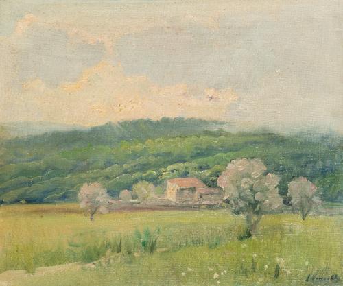 Lote 0306
JOAQUÍN VANCELLS - Paisaje con masía