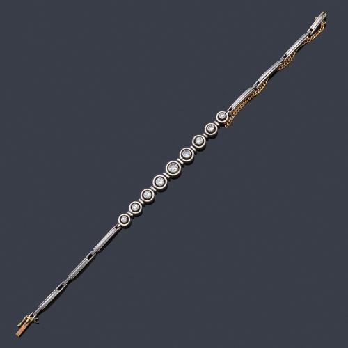  Pulsera con frente de diamantes talla antigua de aprox. 0,78 ct en total.