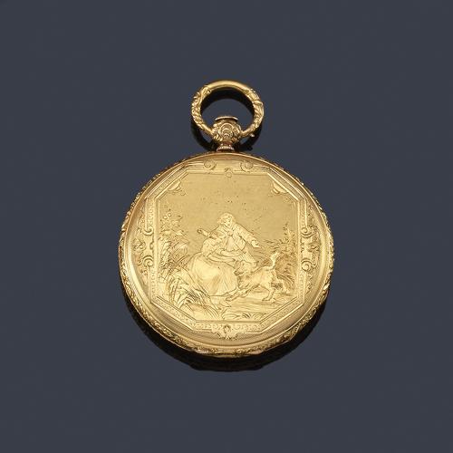  Reloj saboneta con caja en oro amarillo de 18 K.