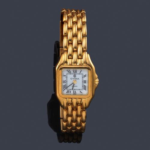  CYMA de señora con caja y brazalete en oro amarillo de 18 K.