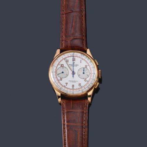  BREITLING de caballero con caja en oro rosa de 18 K.