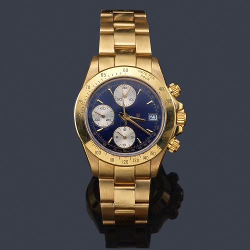  UNIVERSAL Geneve de caballero con caja y brazalete en oro amarillo de 18 K.