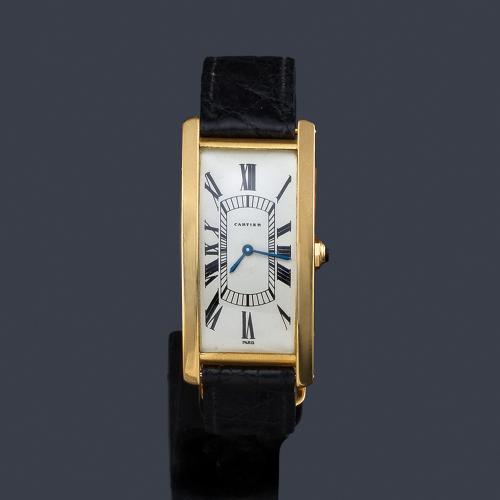Lote 2537
CARTIER Tank Cintrèe de caballero con caja en oro amarillo de 18 K. 