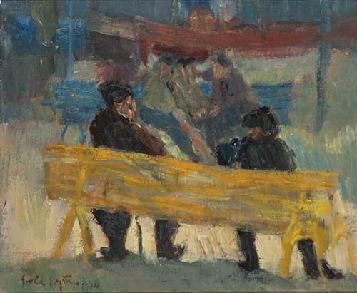  IGNACIO GARCÍA ERGÜIN - Dos hombres en el banco amarillo. Bermeo