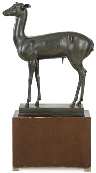  Fundición Chiurazzi, Nápoles (1895-1939)
"Gamo" en bronce con pátina de cobre.