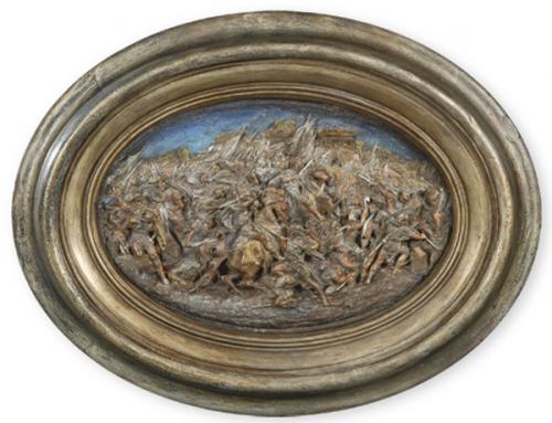  "Batalla Reconquista Española" en escayola policromada, España S. XIX.