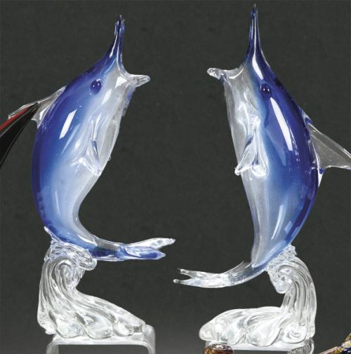  Pareja de Peces azules en cristal de Murano