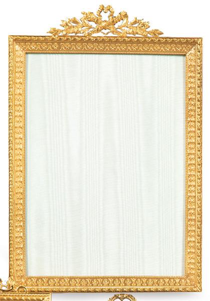  Portaretratos de mesa grande de bronce dorado estilo Luís XVI con antorchas y laureas