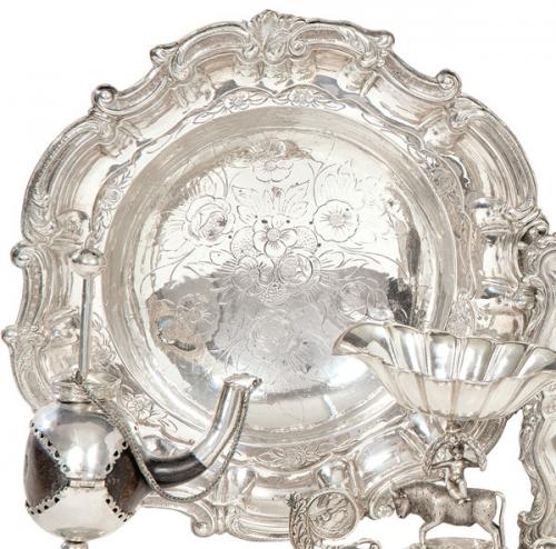  Centro de mesa de plata española punzonada 1ª Ley de Montejo.