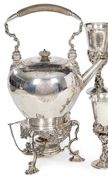  Samovar de plata inglesa punzonada Ley Sterling de Crichton Bros. Londres 1915.