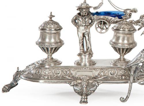  Escribanía de plata alemana punzonada Ley 800 de Deyhle Gebruder ff. S. XIX pp. S. XX.