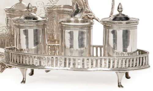  Escribanía de plata española punzonada de Manuel Pinedo Antolín y Mateo Martínez Moreno, Córdoba h. 1800.