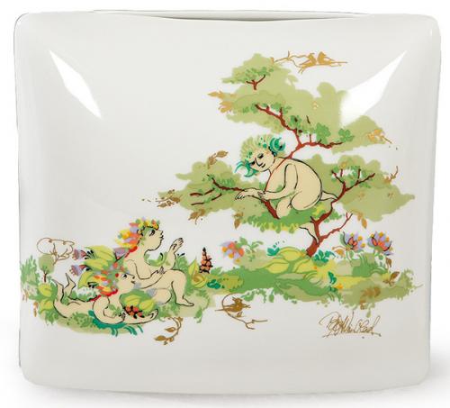 Lote 1278
Jarrón de almohada en porcelana Rosenthal pintada a mano sueño de verano de Bjoern Wiinblad Alemania Firmado y marca en la base