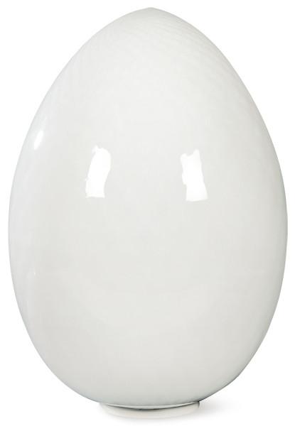  Lámpara de sobremesa de forma ovoide en cristal de murano opalino blanco.
Italia, S. XX