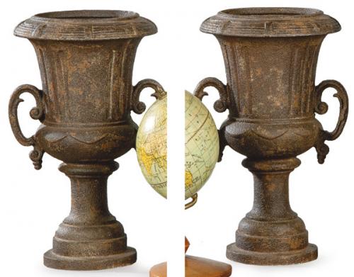  Pareja de copas de jardín de hierro colado con asas