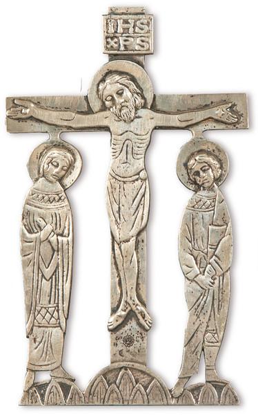  "Crucifixión" de plata recortada y grabada punzonada 1ª Ley de López.