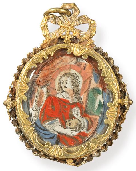 Lote 1478
Relicario de plata dorada España S.XVII