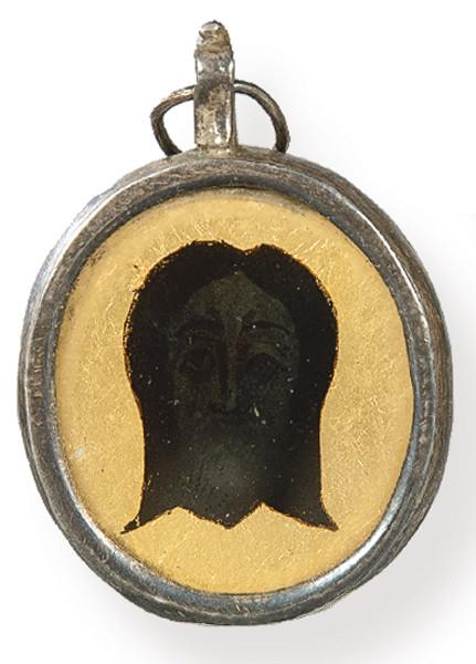 Lote 1483
Relicario oval Santa Faz en vidrio eglomizado, España S. XIX