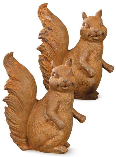  Pareja de ardillas de hierro colado para jardín