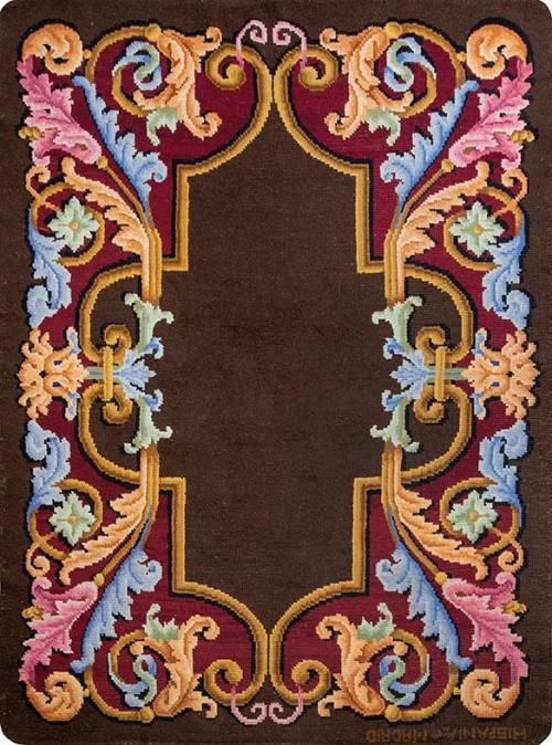  Alfombra española de Hispania, Madrid firmada.