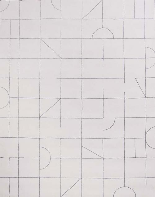  Alfombra portuguesa de Tapices Beiriz en lana con campo blanco y finas líneas en negro.