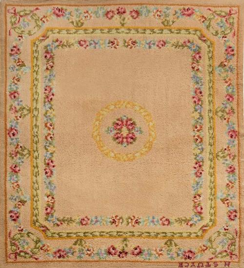  Alfombra española en lana de Miguel Stuyck, firmada h. 1950.