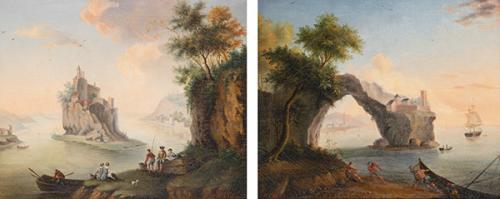  ESCUELA FRANCESA S. XIX - Pareja de paisajes