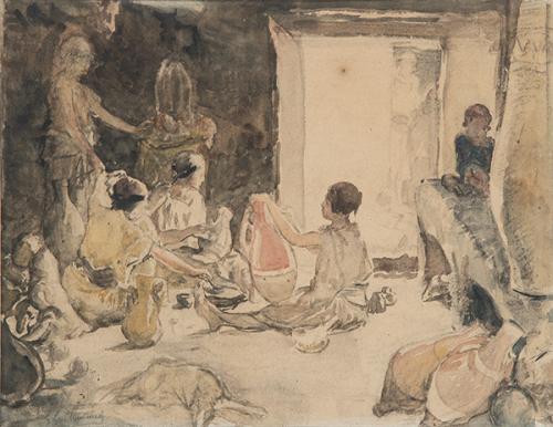  GUSTAVE ACHILLE GUILLAMENT - Escena interior jaima