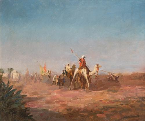  ESCUELA ORIENTALISTA S. XIX - Escena en el desierto