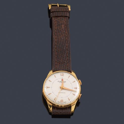 Lote 2571
CRISTALWACH Shockprotected despertador de caballero con caja en oro amarillo de 18 K. 