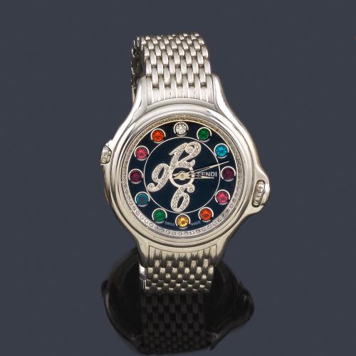  FENDI Crazy carats ref. 003-10500M-256 de señora con caja y brazalete en acero con brillantes.