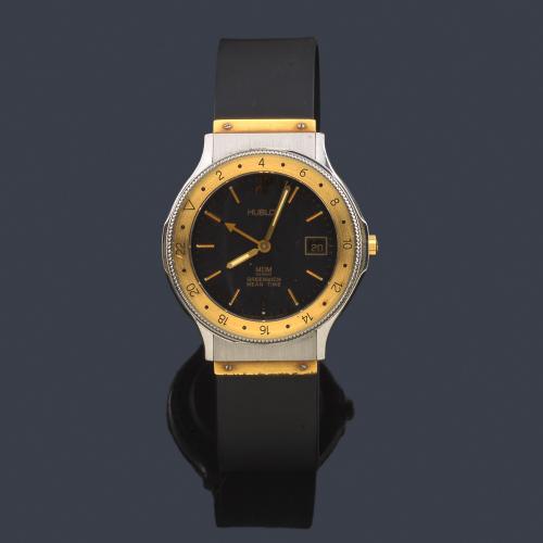 Lote 2603
HUBLOT Grernwich Mean Time ref. S 156 10 2 con segundo uso horario de caballero con caja en acero y oro de 18 K.