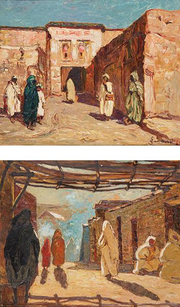  JOSEPH-VICTOR COMMUNAL - Pareja de escenas orientalistas