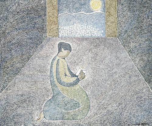 Lote 0394
CRISTINO DE VERA - Mujer de rodillas leyendo