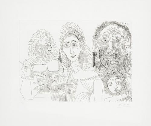 Lote 0614
PABLO PICASSO - Pintor con Pareja y Niño