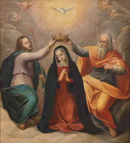 Lote 0061
ESCUELA VALENCIANA PPS. S. XVII - Coronación de la Virgen María