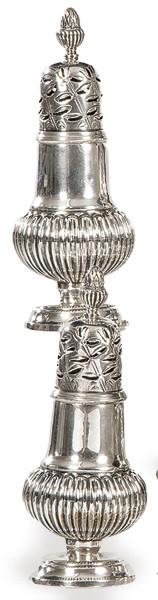  Pareja de azucareros de plata española punzonada 1ª Ley de Orfebrería Rizomera