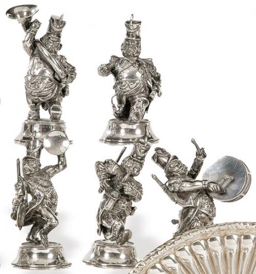  Juego de cinco músicos de plata española punzonada 1ª Ley de Silver Gena.