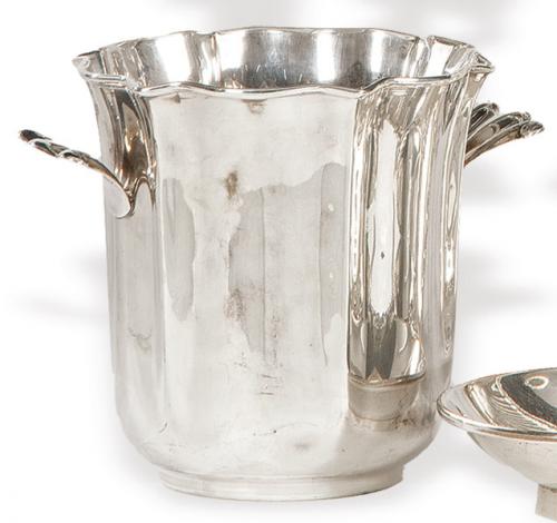  Hielera de plata italiana punzonada Ley 925 de Alfredo Algema di Dario, Padua h. 1962-71.