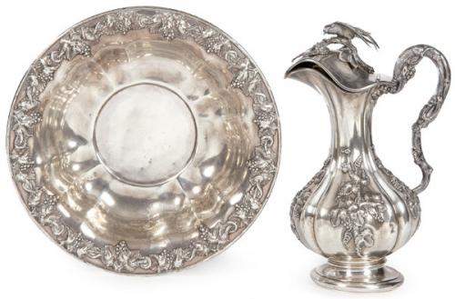  Aguamanil de plata francesa con marca de exportación en vigor de 1839 a 1879.