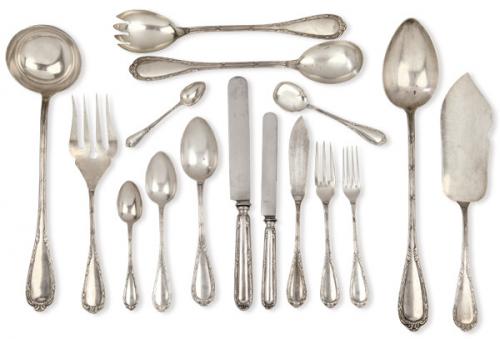 Lote 1174
Cubertería de plata española punzonada 1ª Ley de Durán.