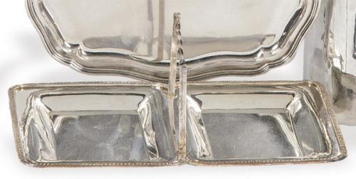  Porta aperitivos de plata italiana punzonada Ley 800 de Gregorio Rino, Padua h. 1950.