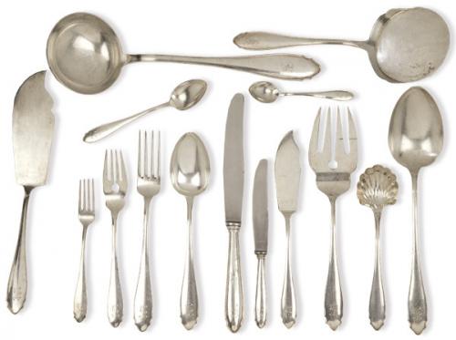  Cubertería de plata española punzonada 1ª Ley.