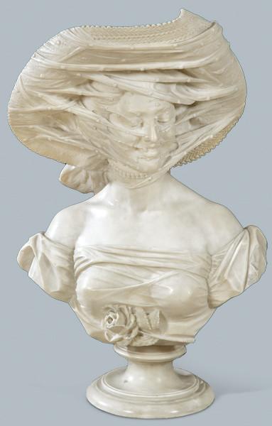 Lote 1259
-Busto dama alabastro, Italia siglo XIX 